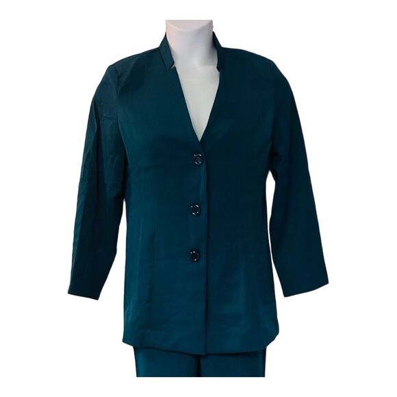 Monroe & Main Washable Dark Green 3-Button Office Career Business Suit Pant Set - Picture 7 of 16